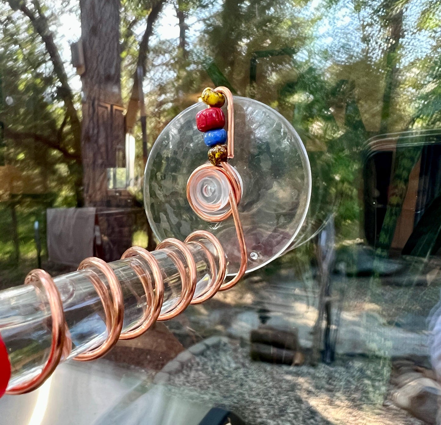 Test Tube Hummingbird feeder for window, Suction cup mount and Copper hummingbird feeder.